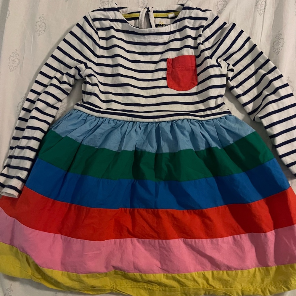Mini Boden size 2/3 rainbow dress